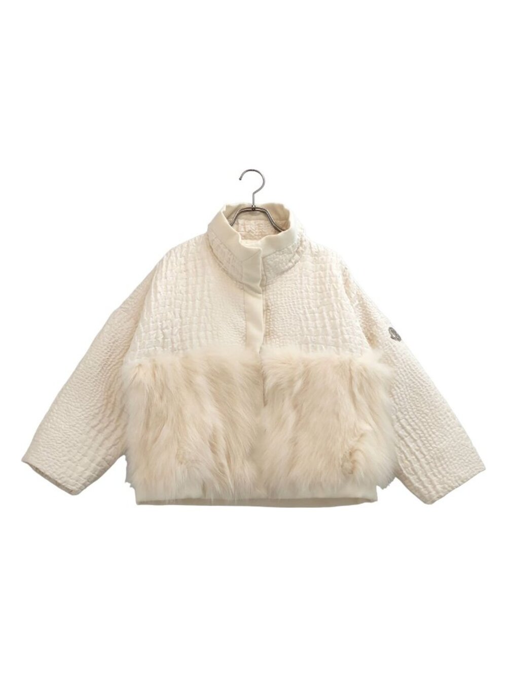 Moncler Gamme Rouge Fur Combination Short Down Jacket Ivory 0
